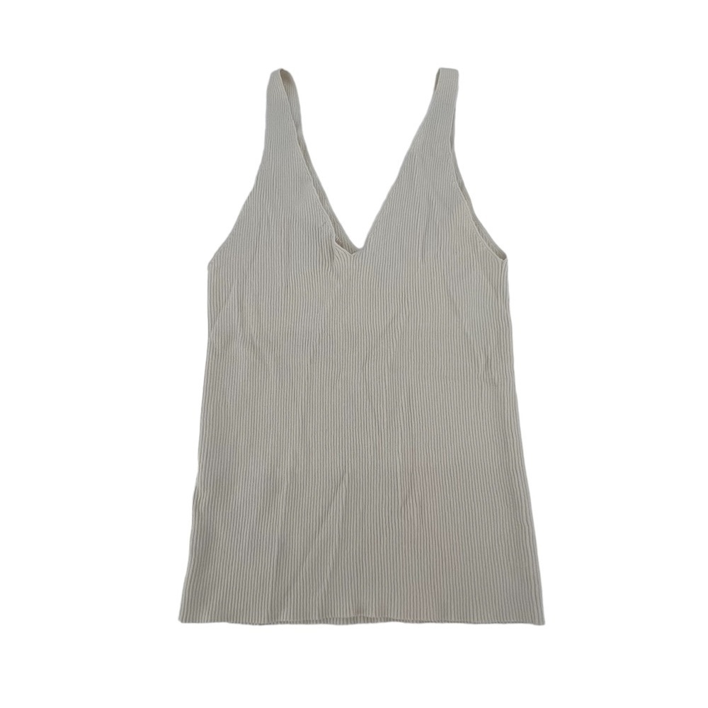 H&M Cream Ribbed V-Neck Tank Top Size 6 Women’s